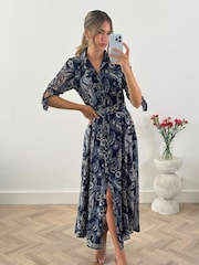 Style Cheat Blue Daphne Shirt Dress - Image 1 of 5