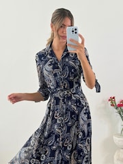 Style Cheat Blue Daphne Shirt Dress - Image 4 of 5