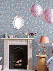 Cath Kidston Blue Clifton Floral 10M Wallpaper - Image 1 of 3