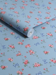 Cath Kidston Blue Rose And Bows 10M Wallpaper - Image 3 of 3