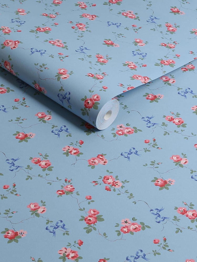Cath Kidston Blue Rose And Bows 10M Wallpaper - Image 3 of 3