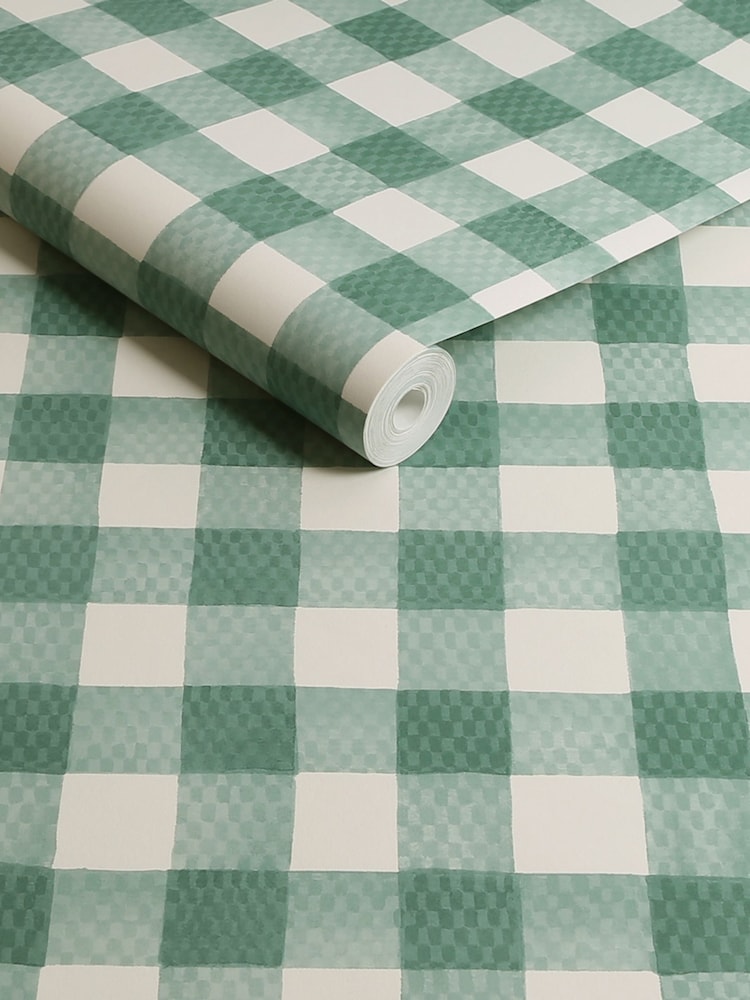 Cath Kidston Green Painted Gingham 10M Wallpaper - Image 3 of 3