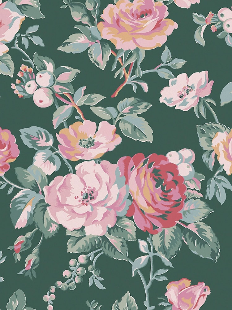 Cath Kidston Green Garden Rose 10M Wallpaper - Image 2 of 3
