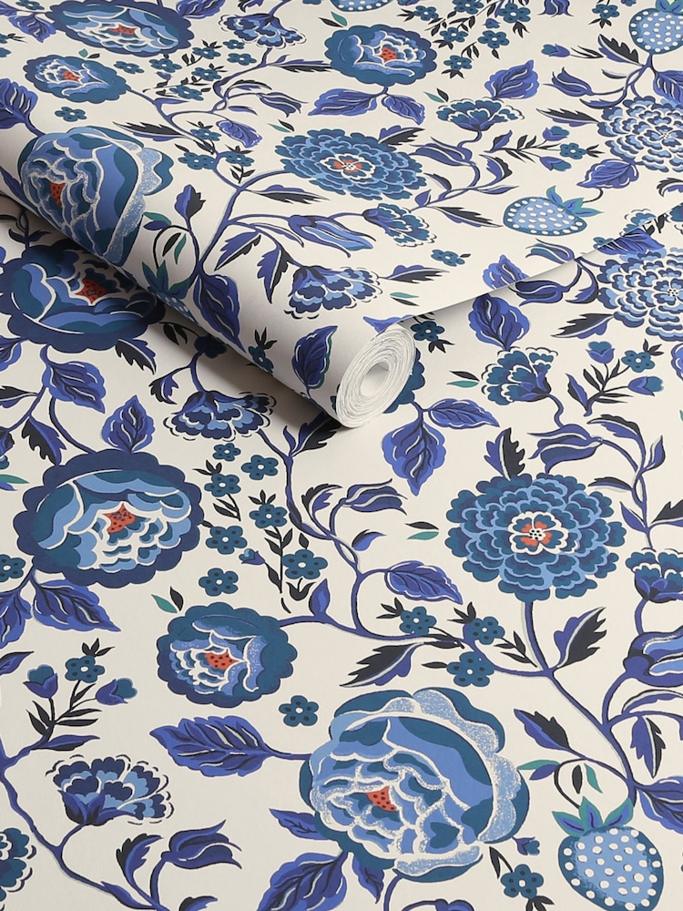 Cath Kidston Blue Strawberry Garden 10M Wallpaper - Image 3 of 3