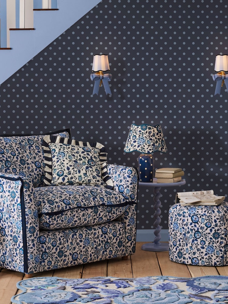 Cath Kidston Navy Button Spot 10M Wallpaper - Image 1 of 3