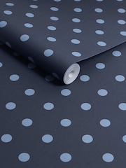 Cath Kidston Navy Button Spot 10M Wallpaper - Image 3 of 3