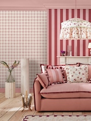 Cath Kidston Pink Painted Gingham 10M Wallpaper - Image 1 of 3