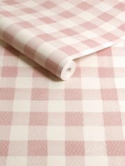 Cath Kidston Pink Painted Gingham 10M Wallpaper - Image 3 of 3