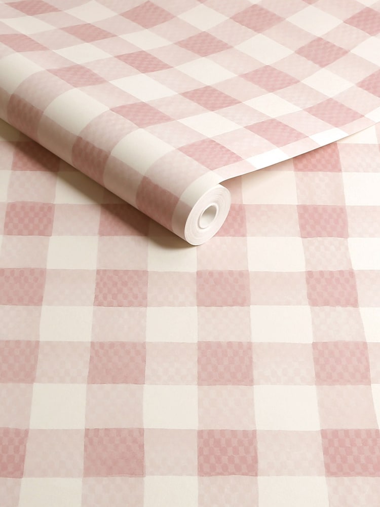 Cath Kidston Pink Painted Gingham 10M Wallpaper - Image 3 of 3