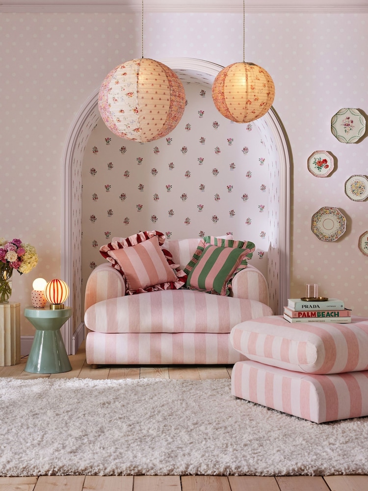 Cath Kidston Pink Button Spot 10M Wallpaper - Image 1 of 3