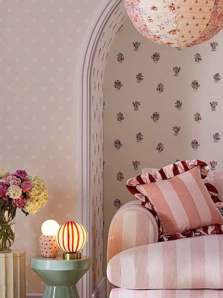 Cath Kidston Pink Button Spot 10M Wallpaper - Image 4 of 4 Cath Kidston Pink Button Spot 10M Wallpaper - Image 4 of 4