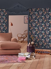 Cath Kidston Navy Painted Kingdom 10M Wallpaper - Image 1 of 3