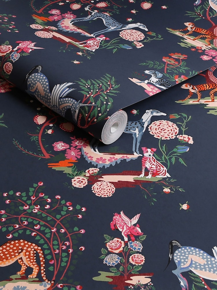 Cath Kidston Navy Painted Kingdom 10M Wallpaper - Image 3 of 3