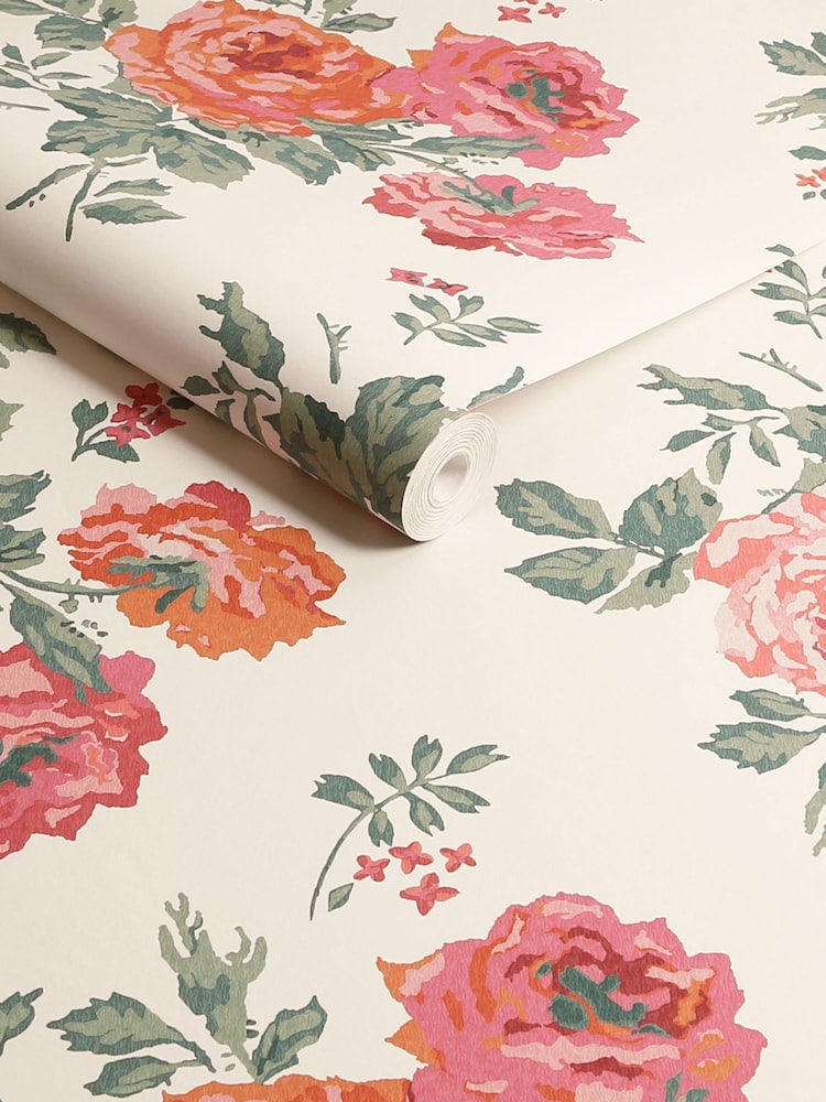 Cath Kidston Pink Blooms Archive Rose 10M Wallpaper - Image 3 of 3