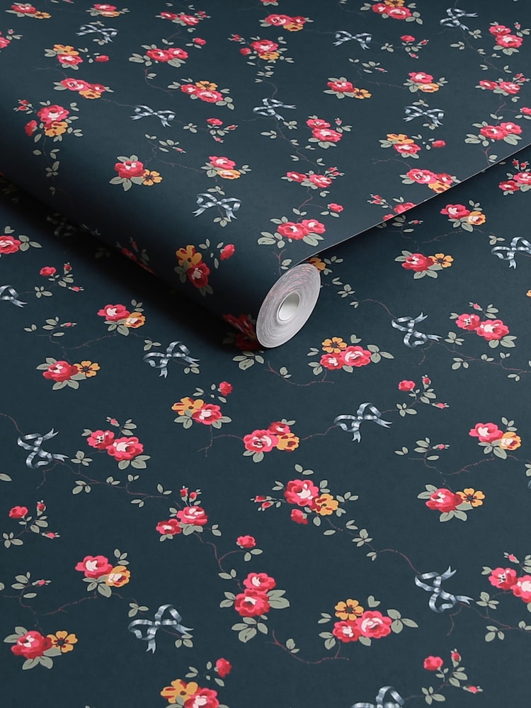 Cath Kidston Navy Rose And Bows 10M Wallpaper - Image 3 of 3