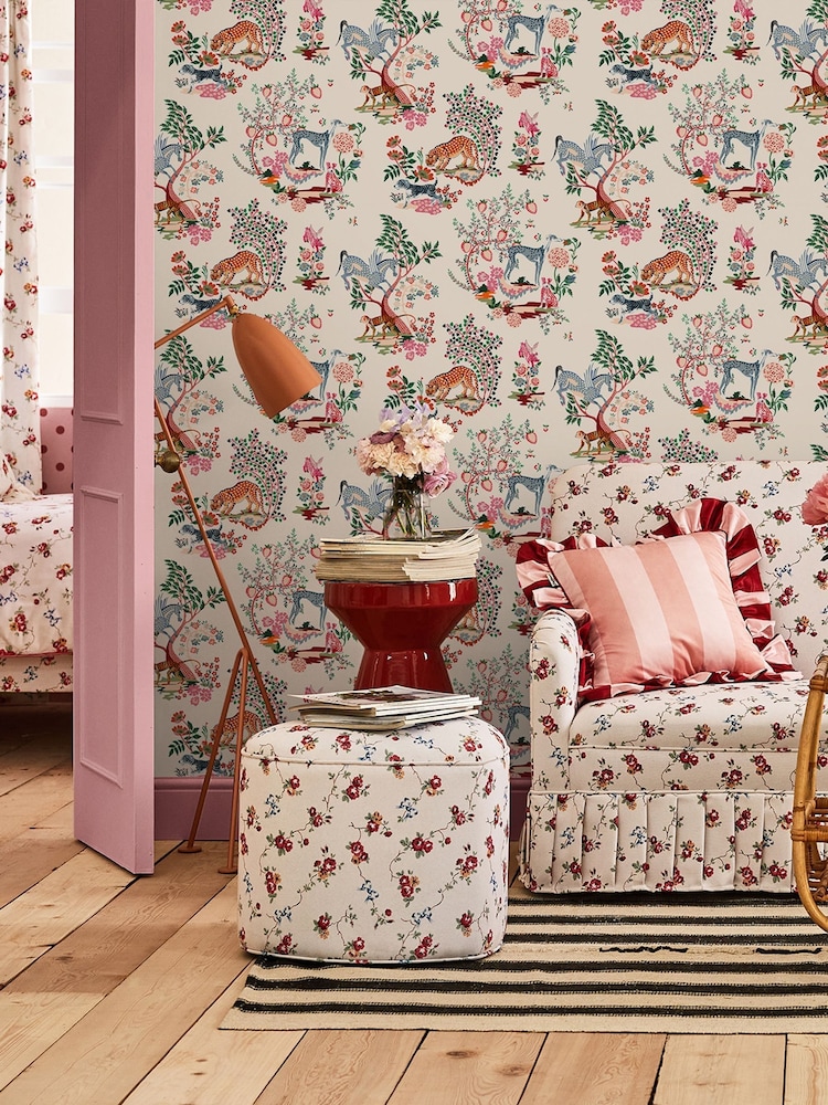 Cath Kidston Natural Painted Kingdom 10M Wallpaper - Image 1 of 3