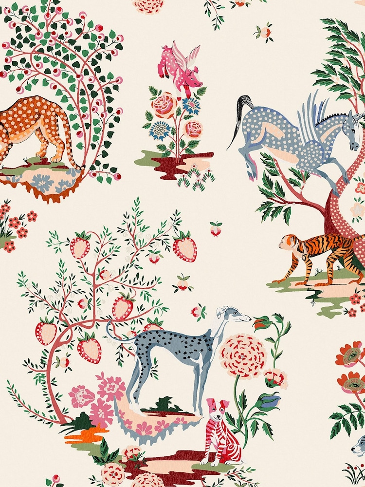 Cath Kidston Natural Painted Kingdom 10M Wallpaper - Image 2 of 3