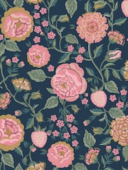 Cath Kidston Navy Strawberry Garden 10M Wallpaper - Image 2 of 3