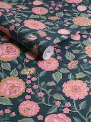 Cath Kidston Navy Strawberry Garden 10M Wallpaper - Image 3 of 3