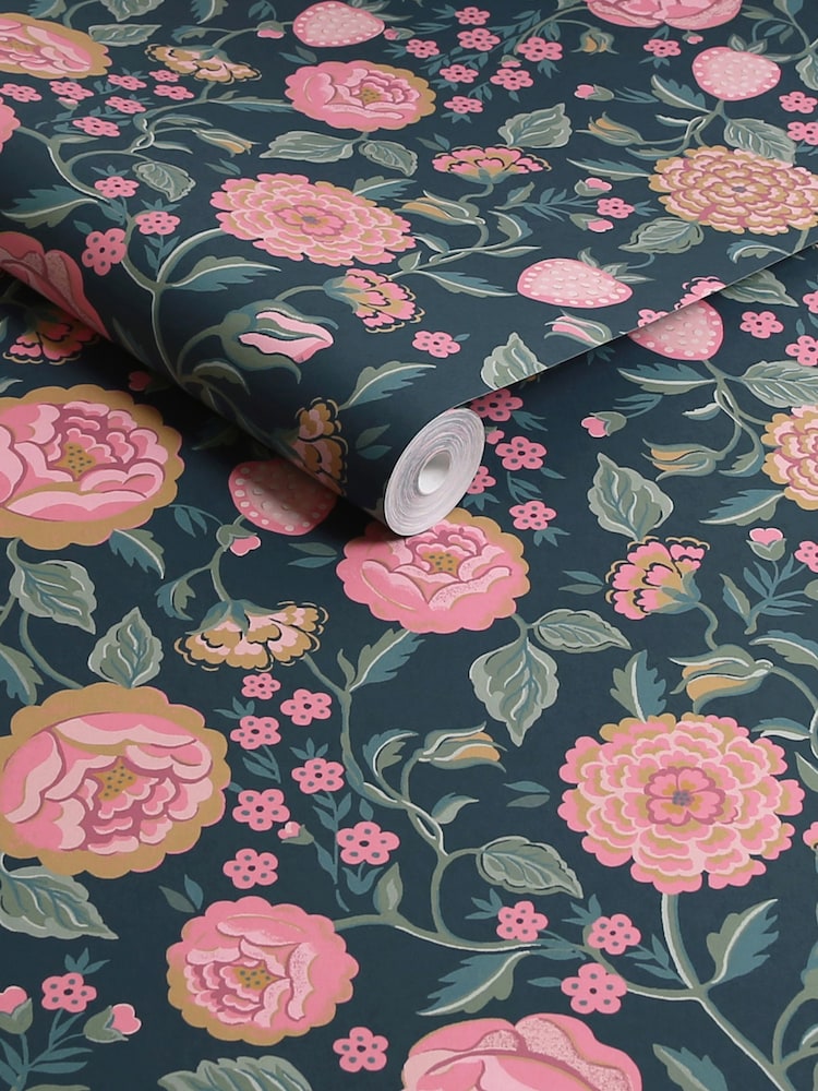 Cath Kidston Navy Strawberry Garden 10M Wallpaper - Image 3 of 3