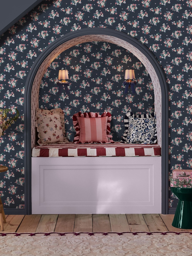Cath Kidston Navy Clifton Floral 10M Wallpaper - Image 1 of 3