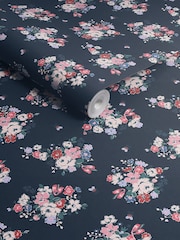 Cath Kidston Navy Clifton Floral 10M Wallpaper - Image 3 of 3