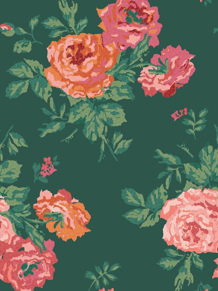 Cath Kidston Green Archive Rose 10M Wallpaper - Image 2 of 3