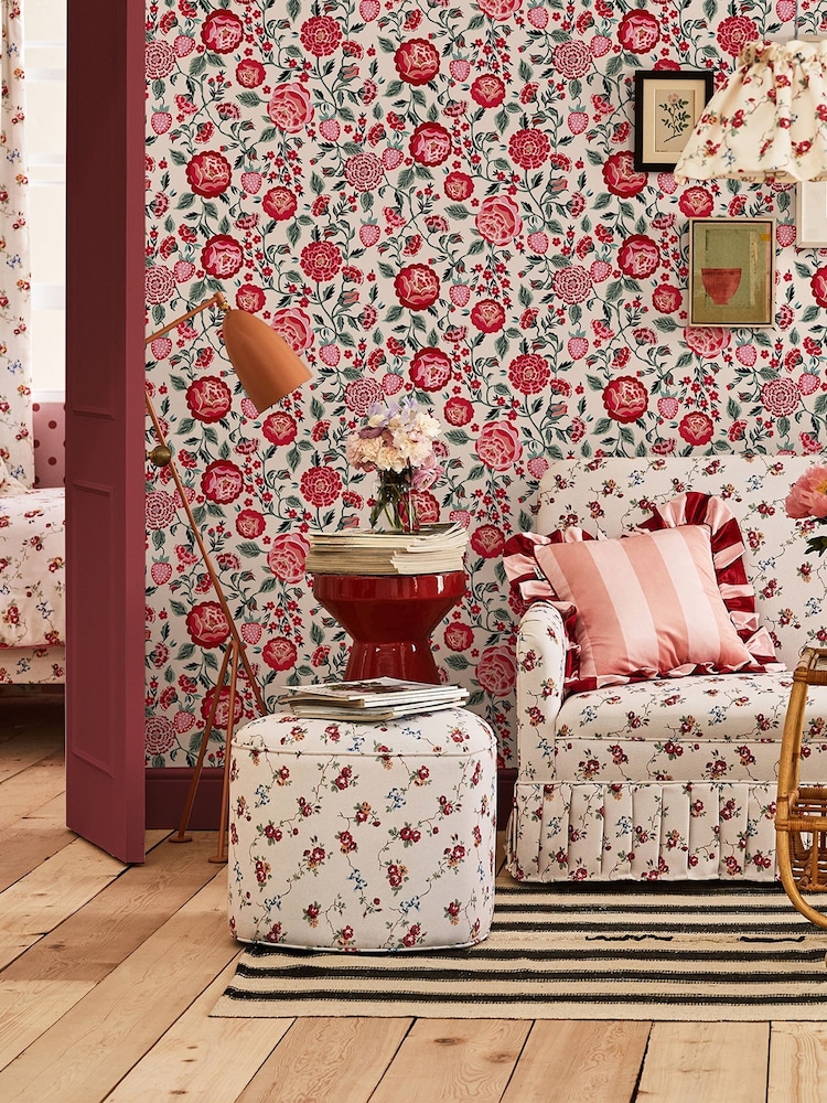 Cath Kidston Rose Strawberry Garden 10M Wallpaper - Image 1 of 3 Cath Kidston Rose Strawberry Garden 10M Wallpaper - Image 1 of 3