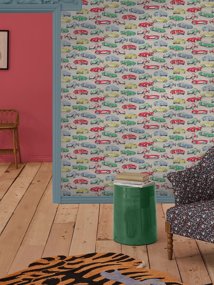 Cath Kidston Multi Vintage Cars 10M Wallpaper - Image 1 of 3