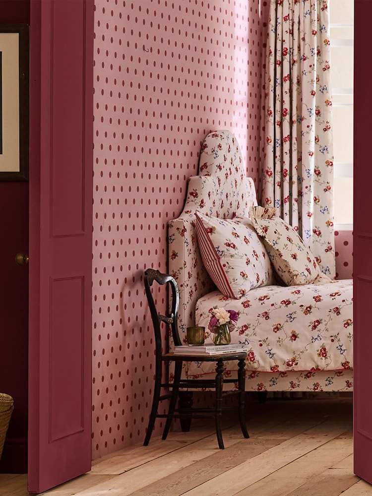 Cath Kidston Pink and Red Button Spot 10M Wallpaper - Image 1 of 3