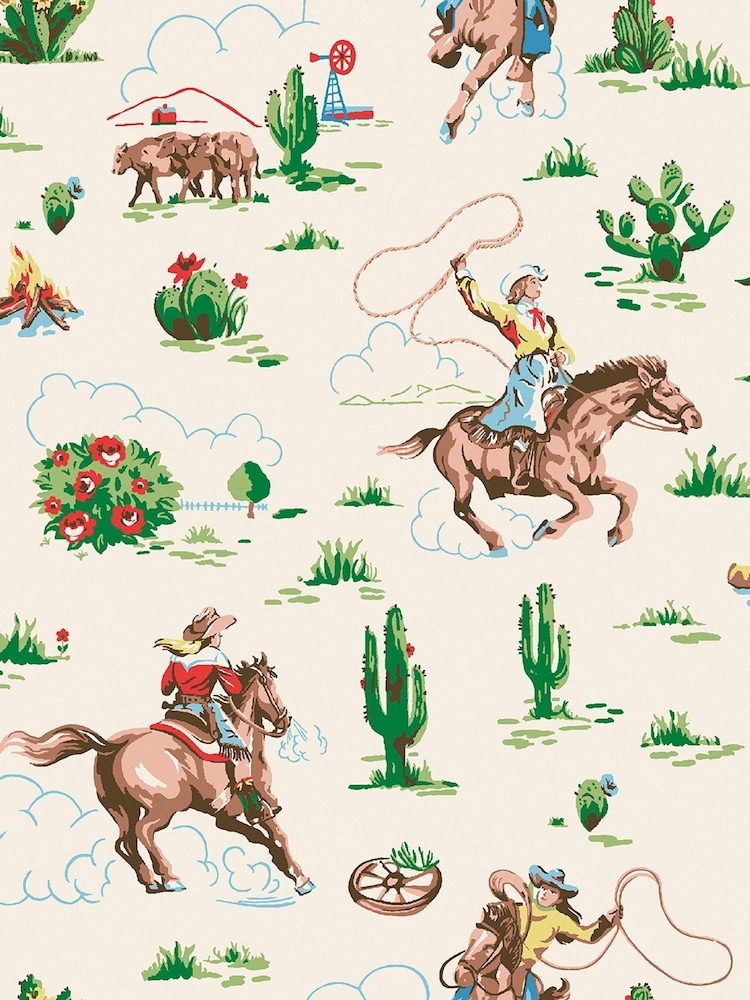 Cath Kidston Multi Cowgirls 10M Wallpaper - Image 2 of 3