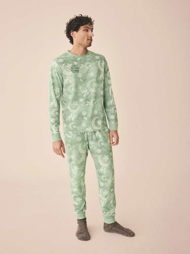 Green Mens Ramadan Matching Family Pyjamas Set - Image 1 of 11