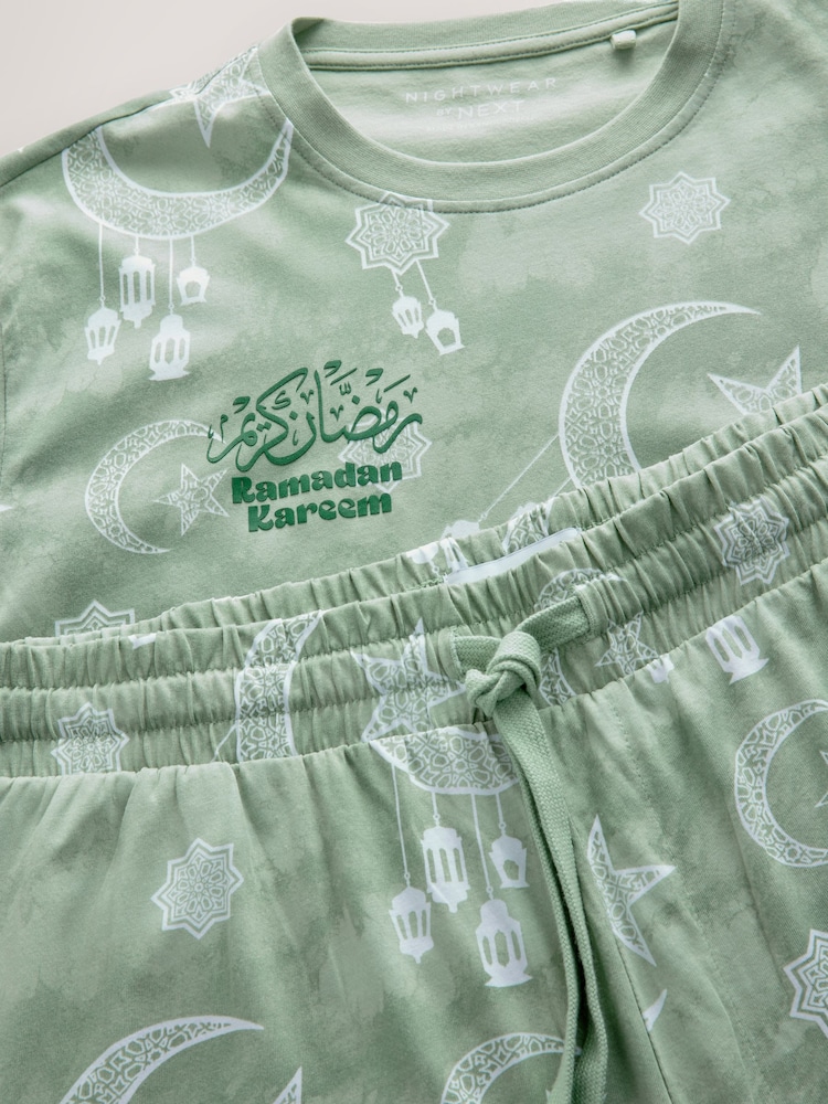 Vert - Ensemble pyjama ras du cou assorti Rains pour homme - Image 10 of 11