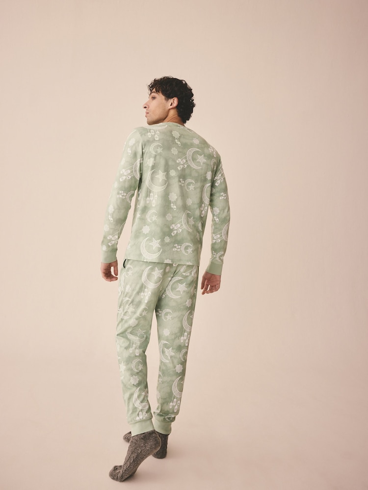 Vert - Ensemble pyjama ras du cou assorti Rains pour homme - Image 3 of 11