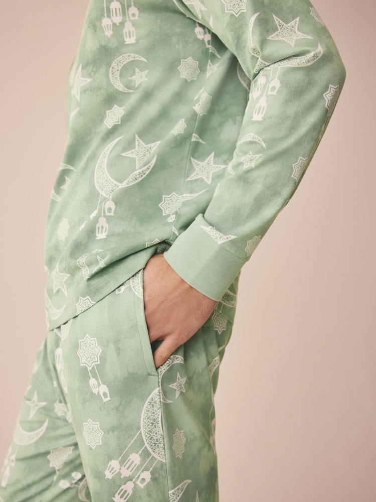 Vert - Ensemble pyjama ras du cou assorti Rains pour homme - Image 6 of 11