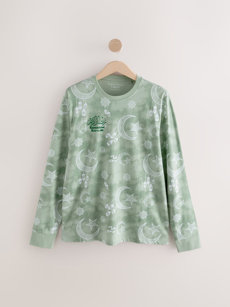 Vert - Ensemble pyjama ras du cou assorti Rains pour homme - Image 8 of 11