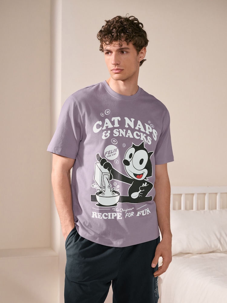 Purple Felix Jersey Short Pyjamas Set - Image 1 of 11
