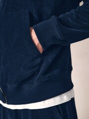 Schwarz - Frottee-Hoodie mit Reissverschluss - Bild 5 von 8