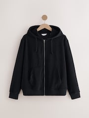 Schwarz - Frottee-Hoodie mit Reissverschluss - Bild 6 von 8