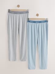 Navy Blue/Grey Jersey Stripe Pyjamas Bottoms 2 Pack - Image 1 of 12