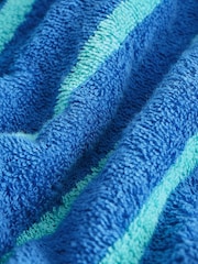 Cobalt Blue/Aqua Stripe Cotton Towelling Dressing Gown - Image 10 of 10
