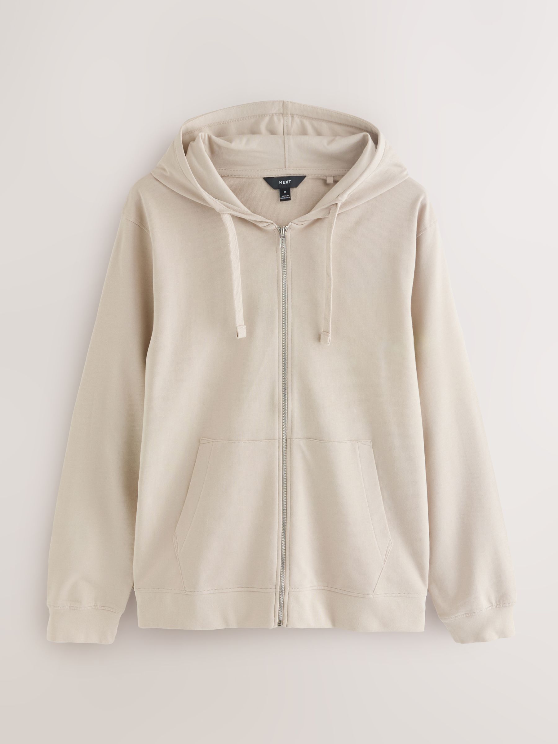 Buy Neutral Stone 100% Cotton Lightweight Zip Up Hoodie from Next