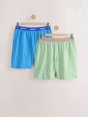 Blue/Green Jersey Stripe Pyjamas Shorts 2 Pack - Image 1 of 13
