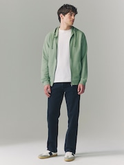 Verde salvia - Sudadera ligera de algodón 100 % con cremallera y capucha - Imagen 2 de 8