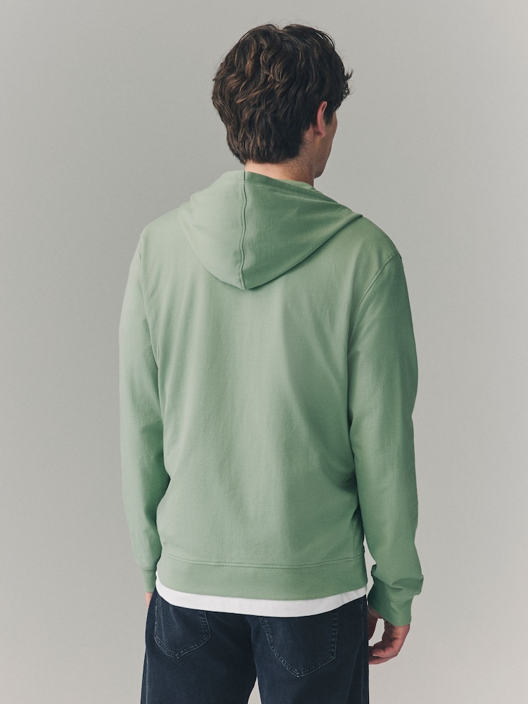 vert - Sweat zippé léger 100% coton à capuche - Image 3 of 8