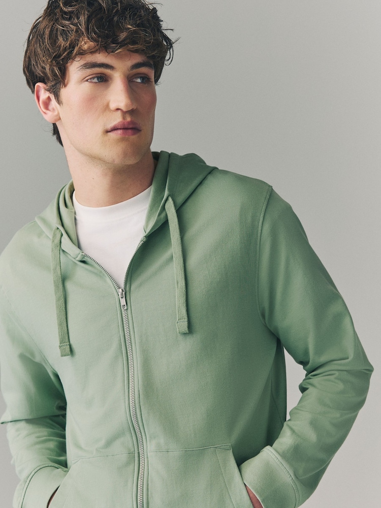 vert - Sweat zippé léger 100% coton à capuche - Image 4 of 8