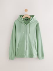 Verde salvia - Sudadera ligera de algodón 100 % con cremallera y capucha - Imagen 5 de 8