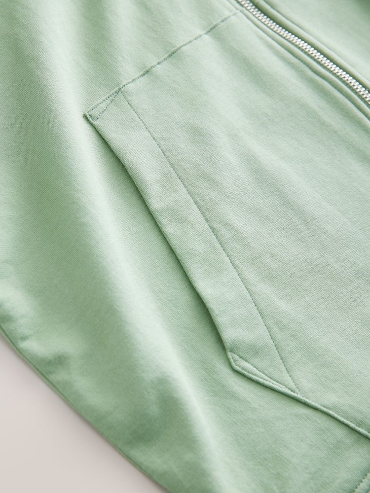 vert - Sweat zippé léger 100% coton à capuche - Image 7 of 8