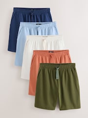 Green/Blue/Rust Regular Fit Lightweight Shorts 5 Pack - Image 1 of 10