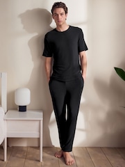 Noir - Cuffed Textured TENCEL™? Modal Pyjamas Set - Image 1 de 9